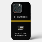 Aangepaste thin Gold Line Flag 911 Dispatcher Case-Mate iPhone Case (Achterkant)