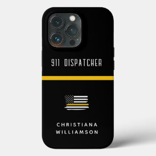 Aangepaste thin Gold Line Flag 911 Dispatcher Case-Mate iPhone Case