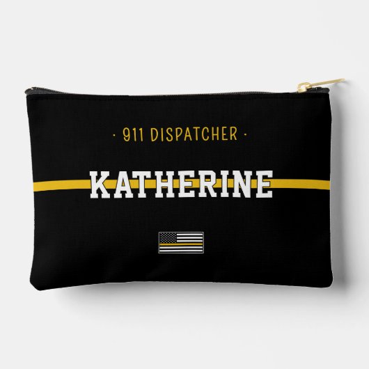 Aangepaste thin Gold Line Flag 911 Dispatcher Etui (Achterkant)