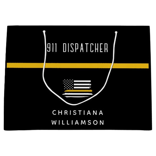 Aangepaste thin Gold Line Flag 911 Dispatcher Groot Cadeauzakje (Voorkant)