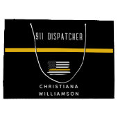 Aangepaste thin Gold Line Flag 911 Dispatcher Groot Cadeauzakje (Achterkant)