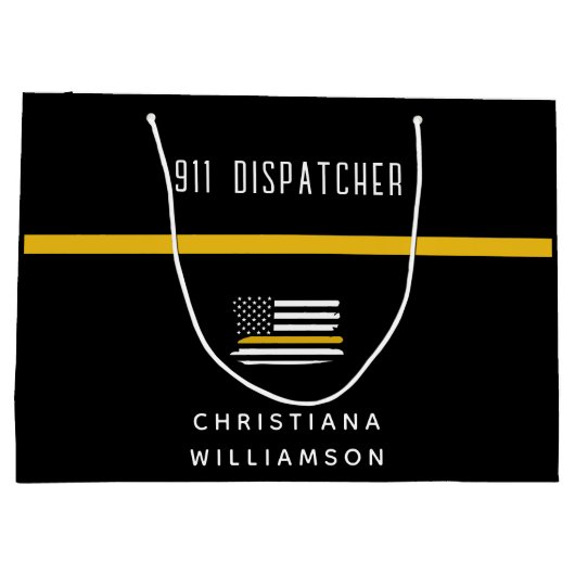 Aangepaste thin Gold Line Flag 911 Dispatcher Groot Cadeauzakje (Achterkant)