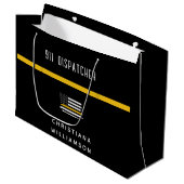 Aangepaste thin Gold Line Flag 911 Dispatcher Groot Cadeauzakje (Voorkant Gekanteld)