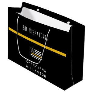 Aangepaste thin Gold Line Flag 911 Dispatcher Groot Cadeauzakje