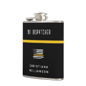 Aangepaste thin Gold Line Flag 911 Dispatcher Heupfles (Links)