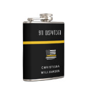 Aangepaste thin Gold Line Flag 911 Dispatcher Heupfles (Rechts)