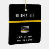 Aangepaste thin Gold Line Flag 911 Dispatcher Keramisch Ornament (Rechts)