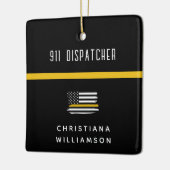Aangepaste thin Gold Line Flag 911 Dispatcher Keramisch Ornament (Links)