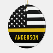 Aangepaste thin Gold Line Flag 911 Dispatcher Keramisch Ornament (Links)