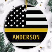Aangepaste thin Gold Line Flag 911 Dispatcher Keramisch Ornament