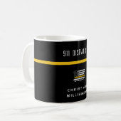 Aangepaste thin Gold Line Flag 911 Dispatcher Koffiemok (Voorkant links)