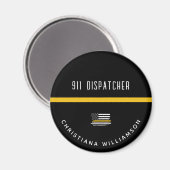 Aangepaste thin Gold Line Flag 911 Dispatcher Magneet (Voorkant / Achterkant)