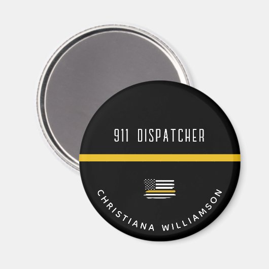 Aangepaste thin Gold Line Flag 911 Dispatcher Magneet (Voorkant / Achterkant)