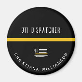 Aangepaste thin Gold Line Flag 911 Dispatcher Magneet (Voorkant)
