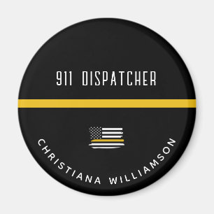 Aangepaste thin Gold Line Flag 911 Dispatcher Magneet