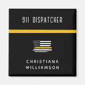 Aangepaste thin Gold Line Flag 911 Dispatcher Magneet (Voorkant)