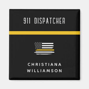 Aangepaste thin Gold Line Flag 911 Dispatcher Magneet