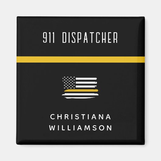 Aangepaste thin Gold Line Flag 911 Dispatcher Magneet (Voorkant)