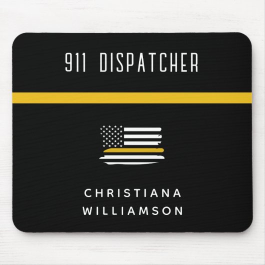 Aangepaste thin Gold Line Flag 911 Dispatcher Muismat (Voorkant)