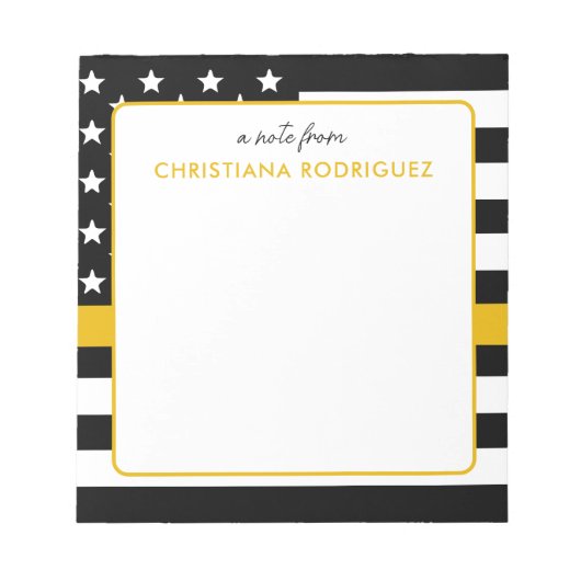 Aangepaste thin Gold Line Flag 911 Dispatcher Notitieblok (Voorkant)