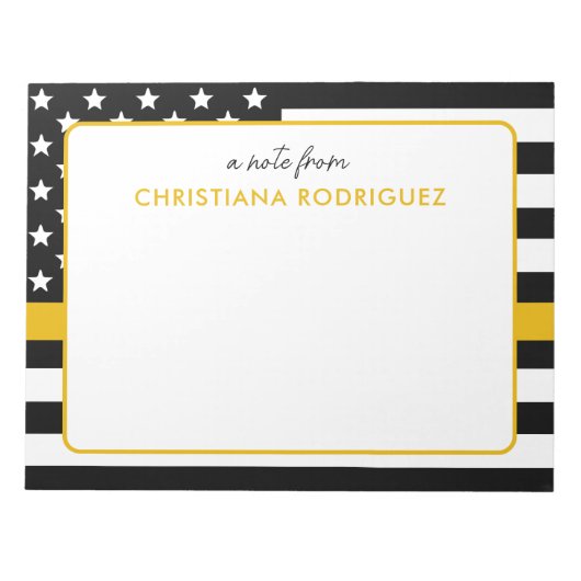 Aangepaste thin Gold Line Flag 911 Dispatcher Notitieblok (Voorkant)