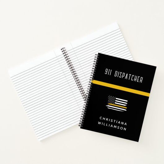 Aangepaste thin Gold Line Flag 911 Dispatcher Notitieboek (Binnen)