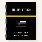Aangepaste thin Gold Line Flag 911 Dispatcher Notitieboek (Voorkant)