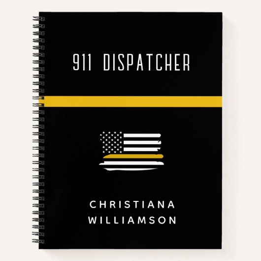 Aangepaste thin Gold Line Flag 911 Dispatcher Notitieboek (Voorkant)
