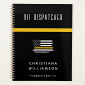 Aangepaste thin Gold Line Flag 911 Dispatcher Planner (Voorkant)