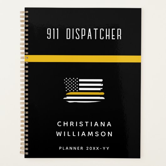 Aangepaste thin Gold Line Flag 911 Dispatcher Planner (Voorkant)