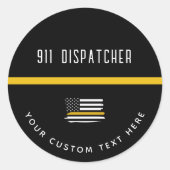 Aangepaste thin Gold Line Flag 911 Dispatcher Ronde Sticker (Voorkant)