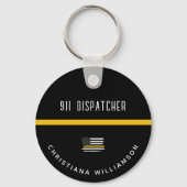 Aangepaste thin Gold Line Flag 911 Dispatcher Sleutelhanger (Achterkant)