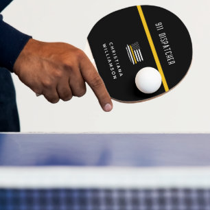 Aangepaste thin Gold Line Flag 911 Dispatcher Tafeltennisbatje