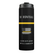 Aangepaste thin Gold Line Flag 911 Dispatcher Thermosbeker (Voorkant)