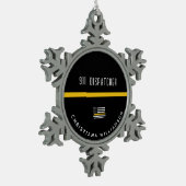 Aangepaste thin Gold Line Flag 911 Dispatcher Tin Sneeuwvlok Ornament (Links)