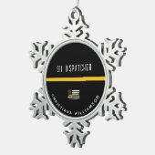Aangepaste thin Gold Line Flag 911 Dispatcher Tin Sneeuwvlok Ornament (Rechts)