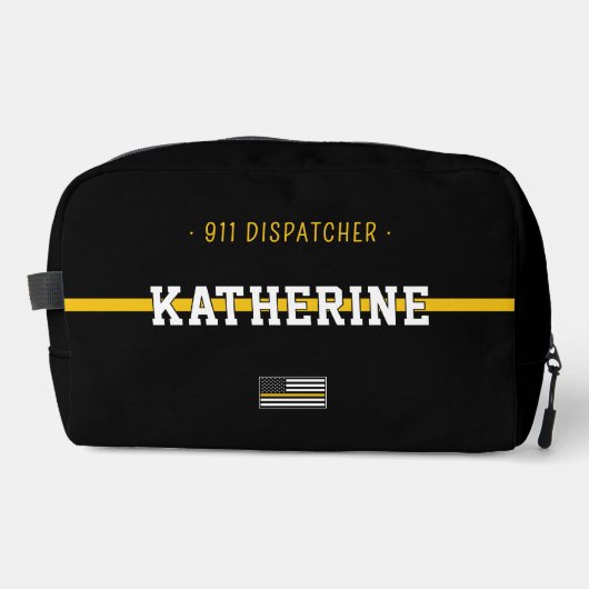 Aangepaste thin Gold Line Flag 911 Dispatcher Toilettasje (Voorkant)
