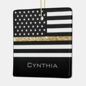 Aangepaste thin Gold Line Glitter Flag Keramisch Ornament (Links)