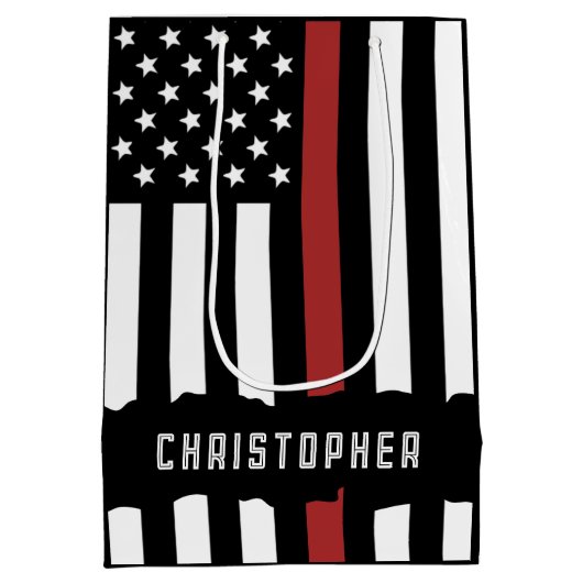 Aangepaste thin Red Line Firefighter-waardering Medium Cadeauzakje (Achterkant)