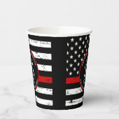 Aangepaste 'Thin Red Line' voor brandweerlieden Papieren Bekers (Links)