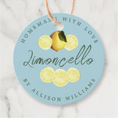 Aangepaste Thuisgemaakte Limoncello Blauw Bedankjes Labels (Voorkant)