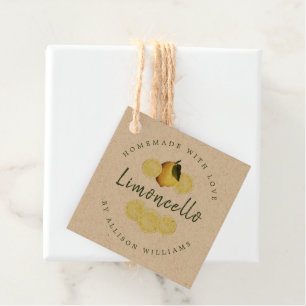 Aangepaste Thuisgemaakte Limoncello Kraft Bedankjes Labels