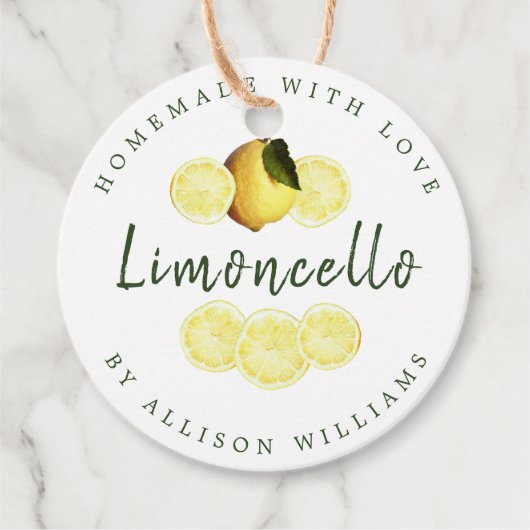 Aangepaste Thuisgemaakte Limoncello Wit Bedankjes Labels (Voorkant)