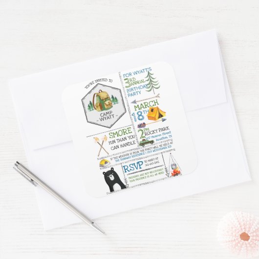 Aangepaste ticker vierkante sticker (Envelop)