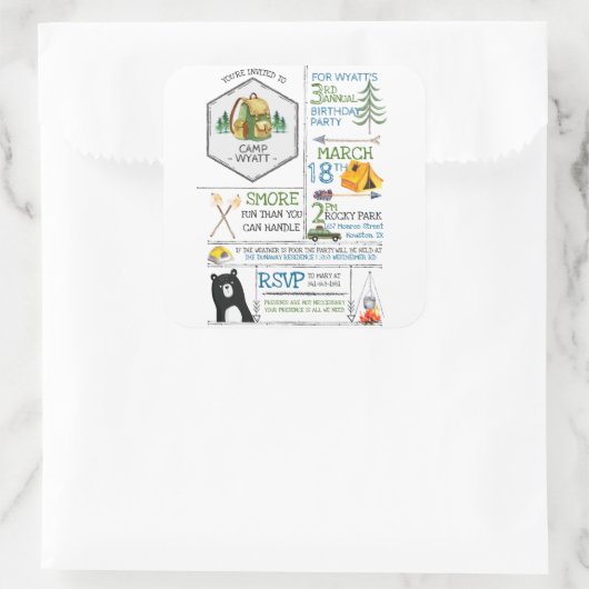 Aangepaste ticker vierkante sticker (Tas)