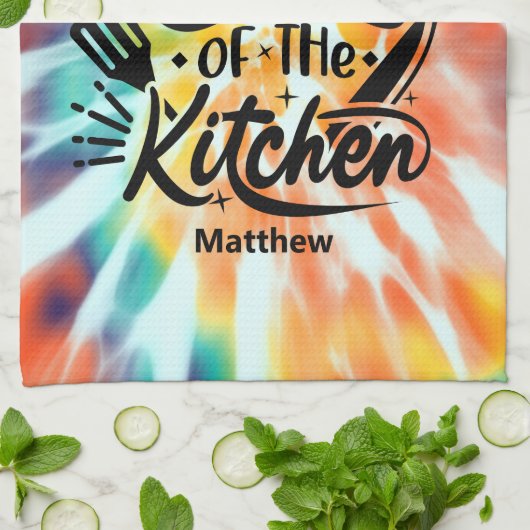 Aangepaste tie Dye Kitchen-handdoek voor papa Theedoek (Gevouwen)