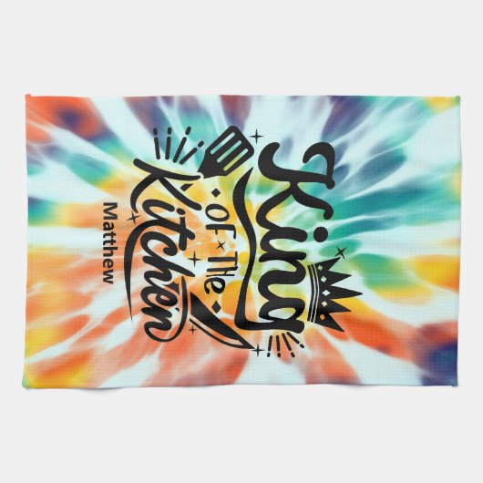 Aangepaste tie Dye Kitchen-handdoek voor papa Theedoek (Horizontaal)