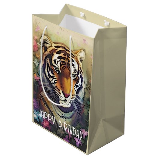 Aangepaste Tiger Tekst Gift Bag Medium Cadeauzakje (Achterkant Gekanteld)