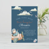 Aangepaste Tijd vliegt verjaardagskaart uitnodigin Kaart (Staand voorkant)