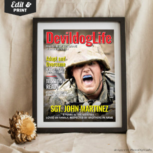 Aangepaste tijdschriftcover, gepersonaliseerde mar poster